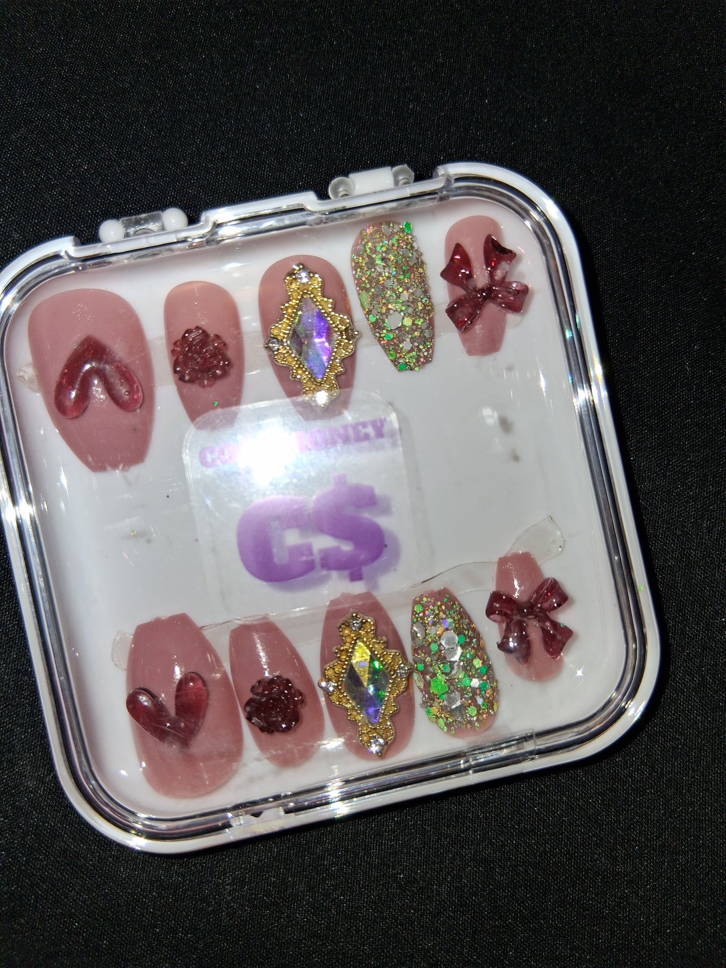 COCOMONEY NAILS CUSTOM ONE OF A KIND PIECES WITH NAIL BAG AND FREE GIFTS ACRYLIC