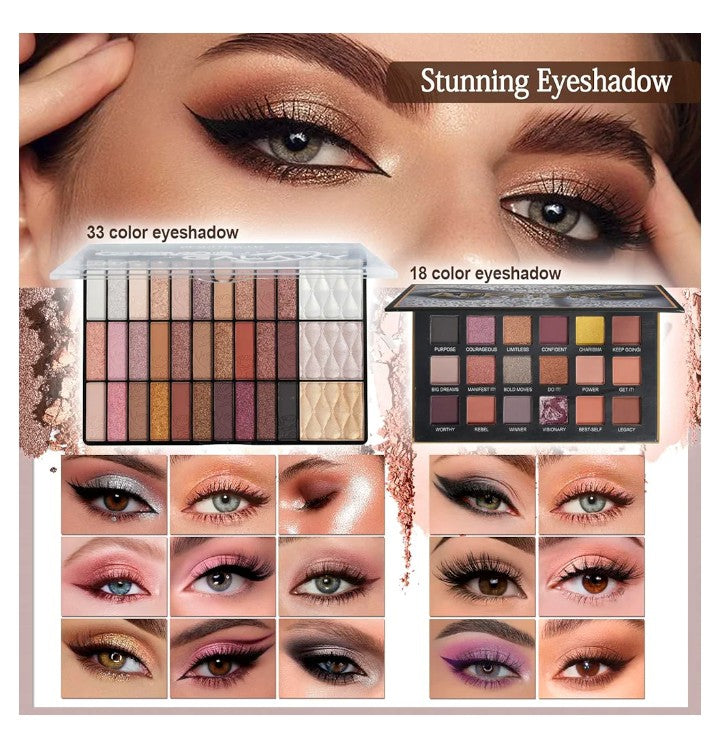 Full All in One Makeup Sets Include Eyeshadow Palette Lipstick Concealer Foundation Mascara Loose Powder Etc