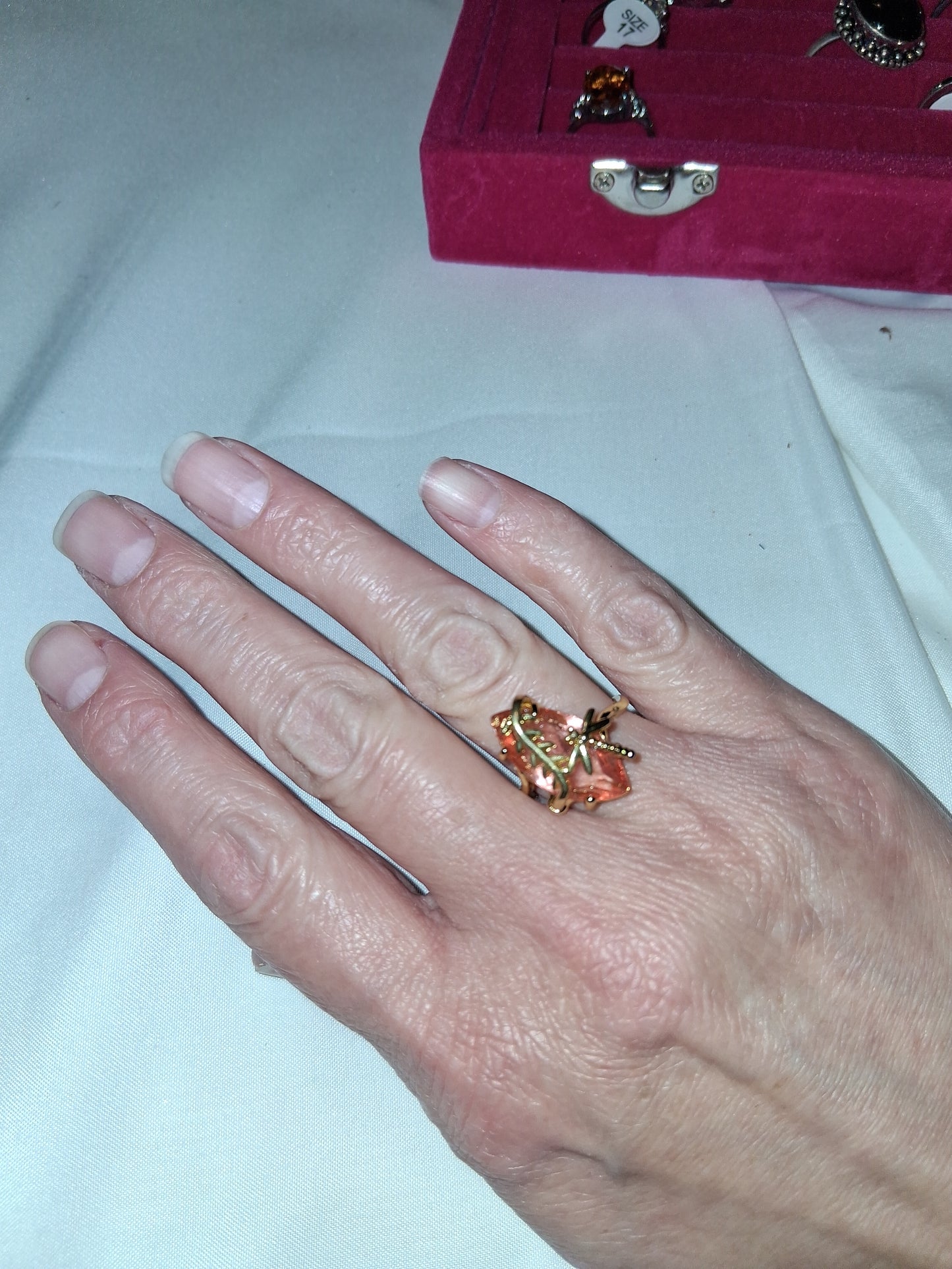 Pink silver plated ring size 8