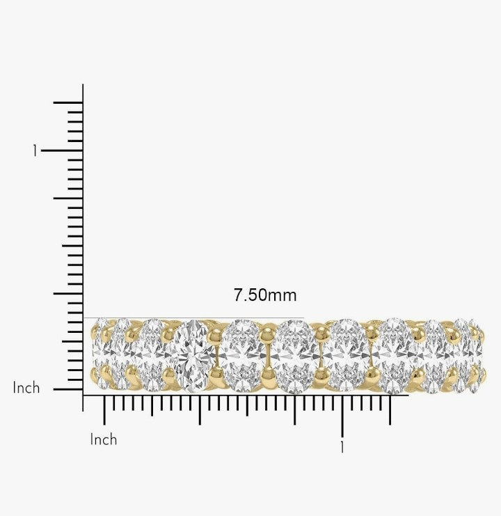 COCOMONEY 14K Gold Oval Lab Grown Diamond Ladies Eternity Wedding Anniversary Stackable Ring Band From 2.40-13 CTW (Ring Size: 4.5-10)