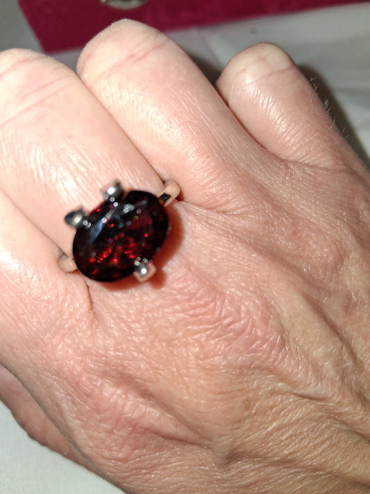 Red ring silver plated size size 10