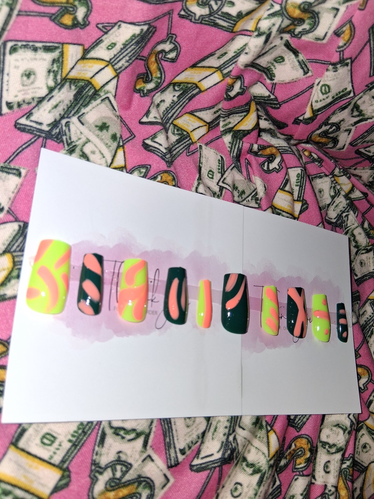 COCOMONEY NAILS CUSTOM 1 OF 1 GLUE ON PRESS ON COMES WITH FREE GIFTS #g16