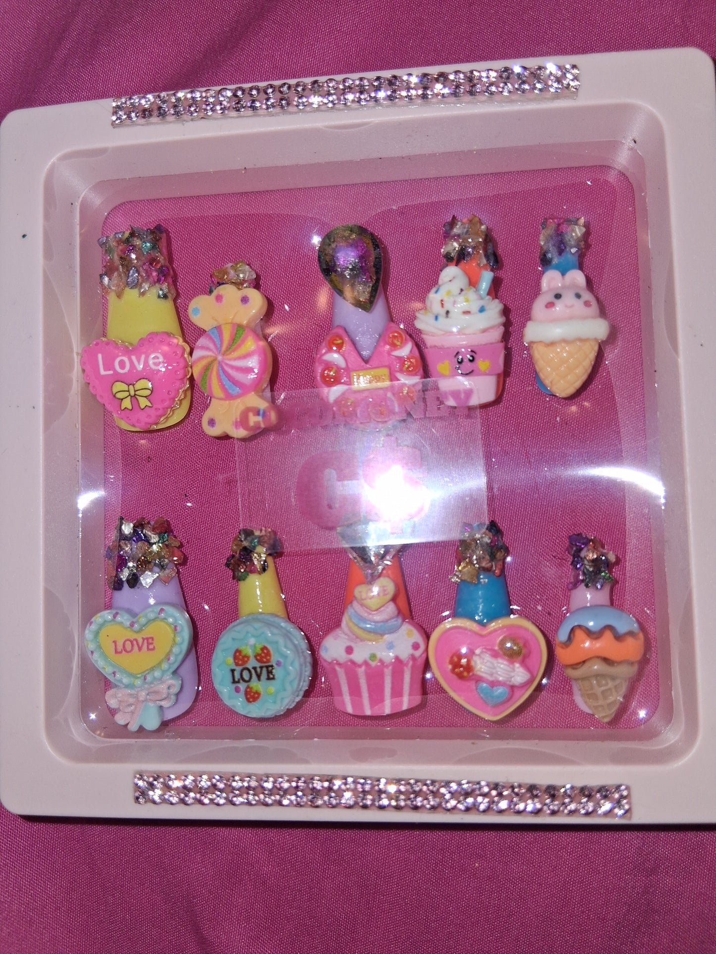 COCOMONEY NAILS CUSTOM 1 OF 1 GLUE ON PRESS ON COMES WITH FREE GIFTS #o79