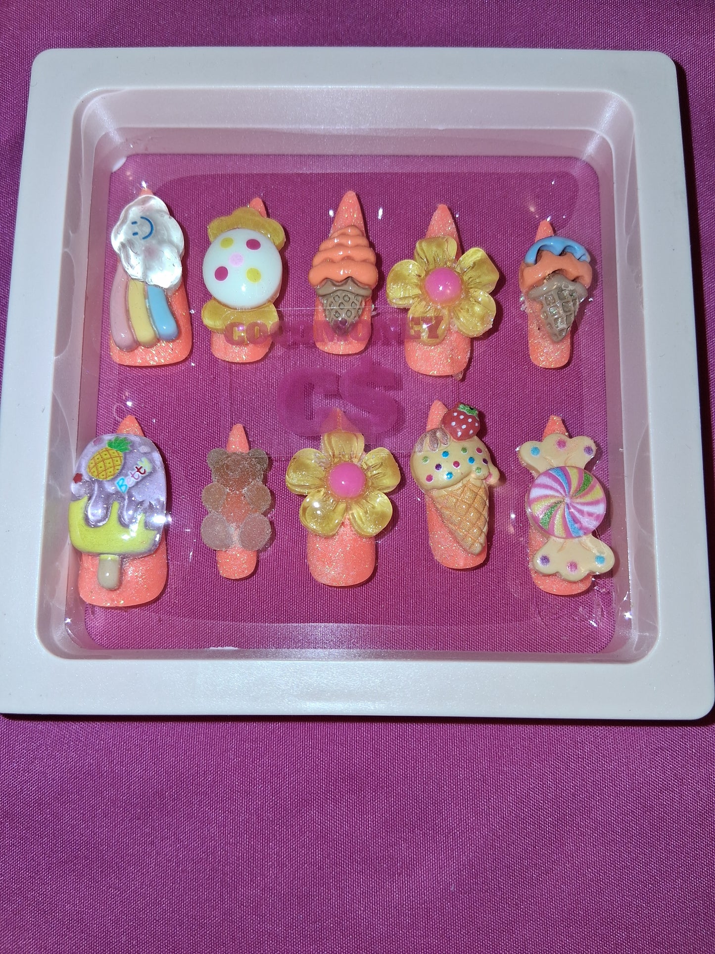 COCOMONEY NAILS CUSTOM 1 OF 1 GLUE ON PRESS ON COMES WITH FREE GIFTS #o40