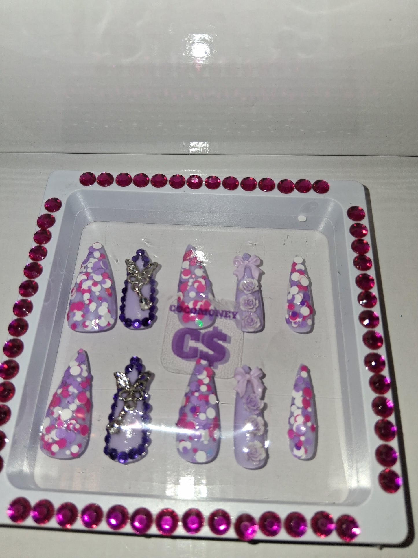 COCOMONEY NAILS CUSTOM 1 OF 1 GLUE ON PRESS ON COMES WITH FREE GIFTS #o52
