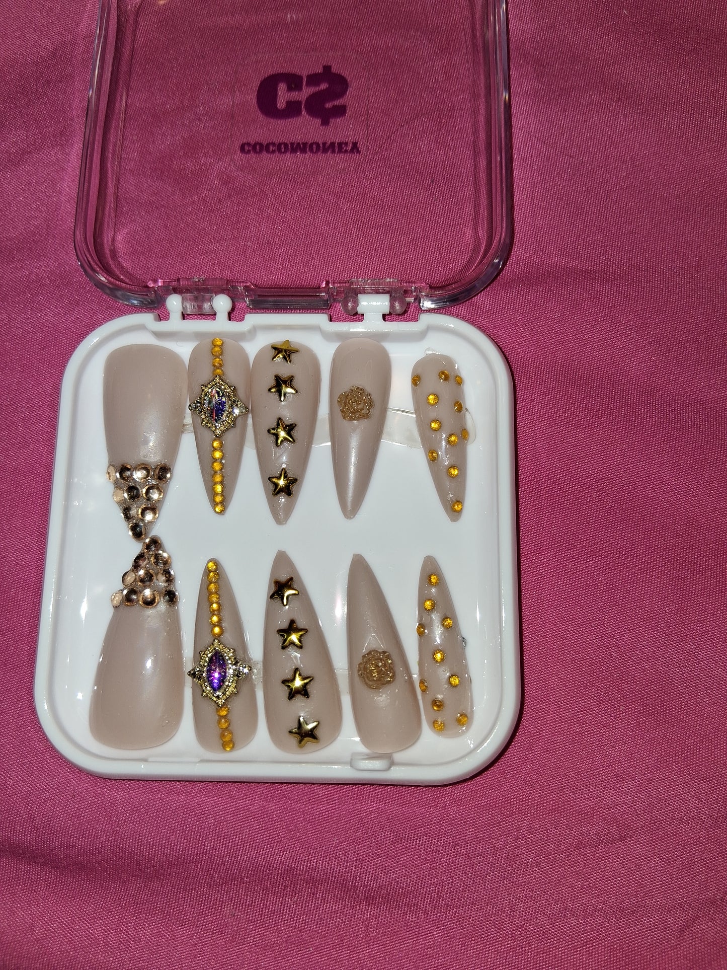 COCOMONEY NAILS CUSTOM 1 OF 1 GLUE ON PRESS ON COMES WITH FREE GIFTS #b98