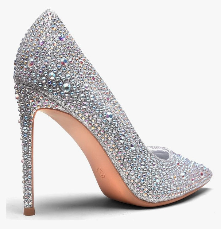 Women High Heels,3.94 inch/10cm Stiletto Pumps Sexy Pointed Toe Patent Leather Slip On High Heel Dress Evening Party Pump Shoes