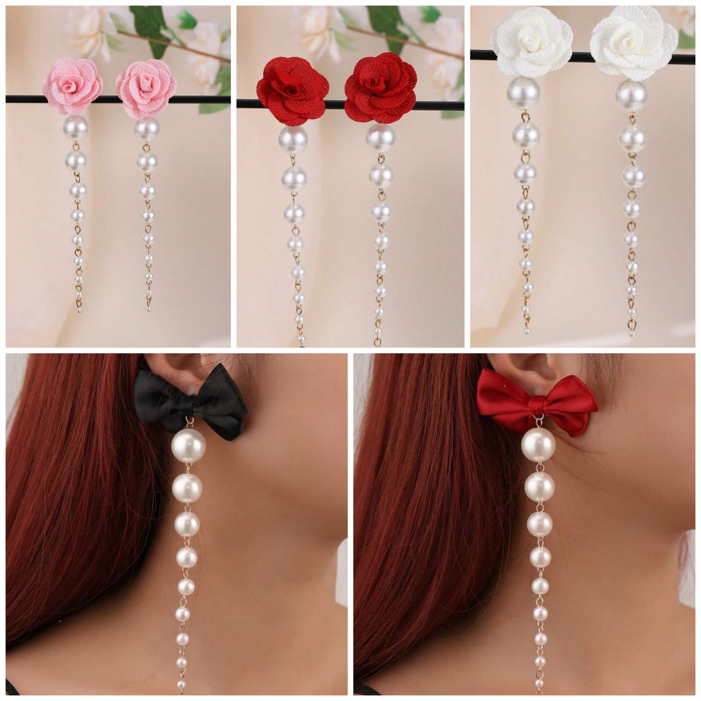 1 Pair Elegant Butterfly Long Tassel Faux Pearl Dangle Earrings, Fashion Jewelry Accessories For Party COCOMONEY