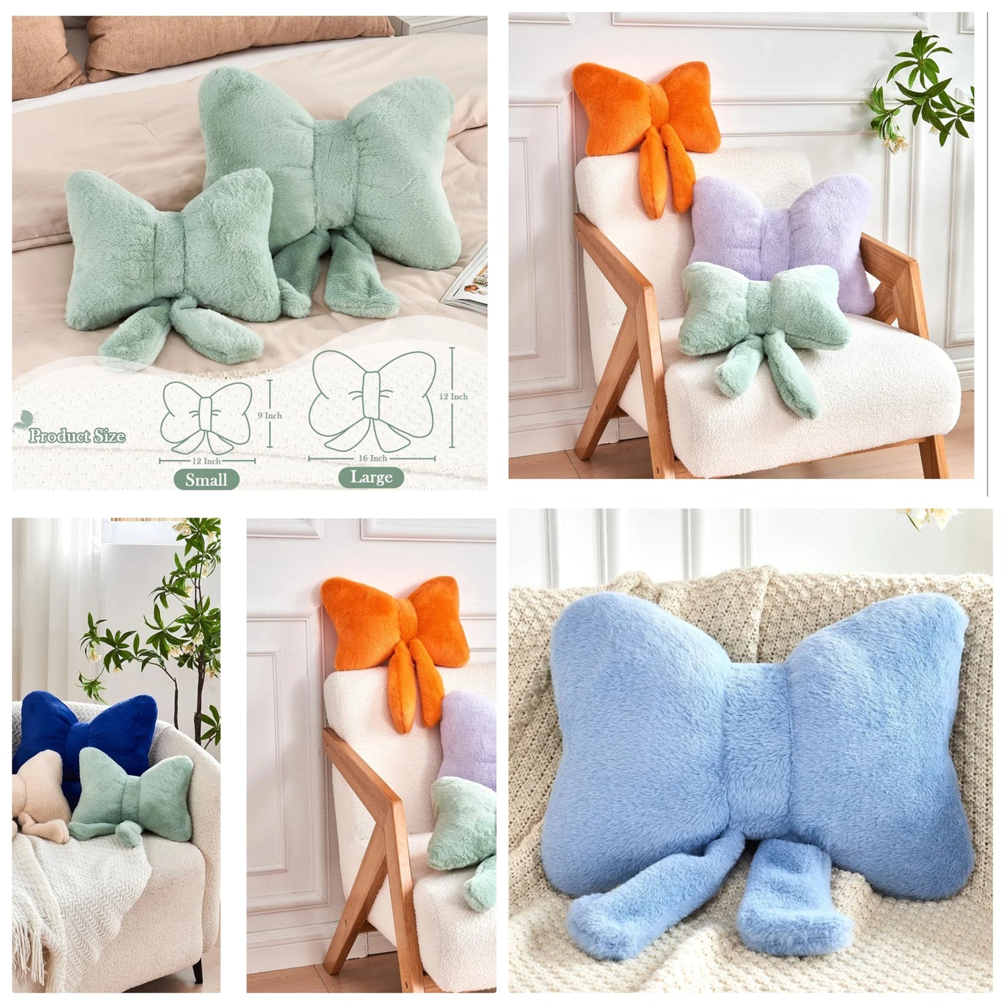 Bow Pillow Cherry Throw Pillow Aesthetic Cute Coquette Room Decor Funny Preppy Cherry Cushions for Bedroom Living Room Sofa Bed Chair Decoration (Pink,Small)