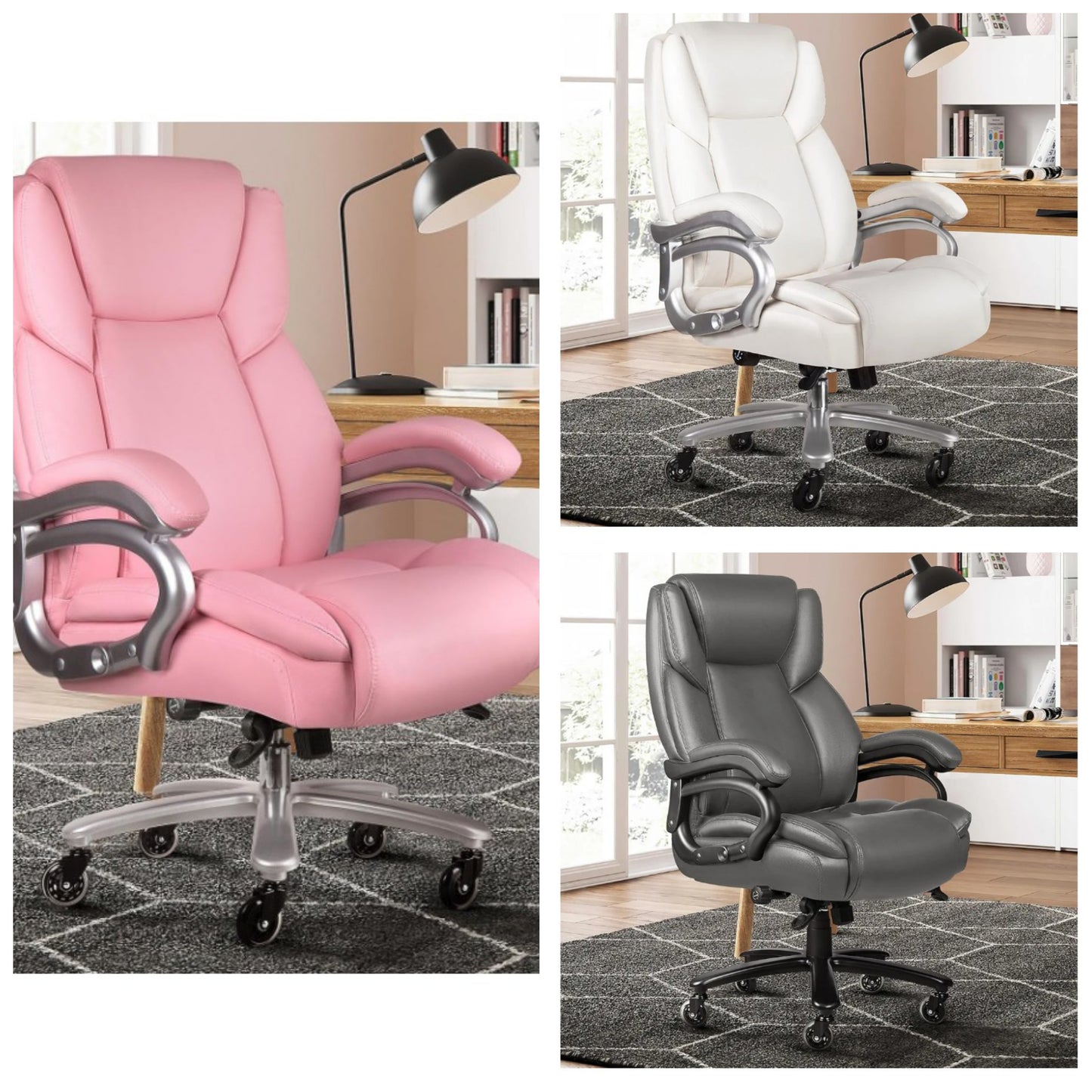 Heavy Duty Office Chair for Low Back Pain Relief, Big and Tall Office Chair with Ergonomic Lumbar Support, High Back Executive Chair with Quiet Rubber Wheel