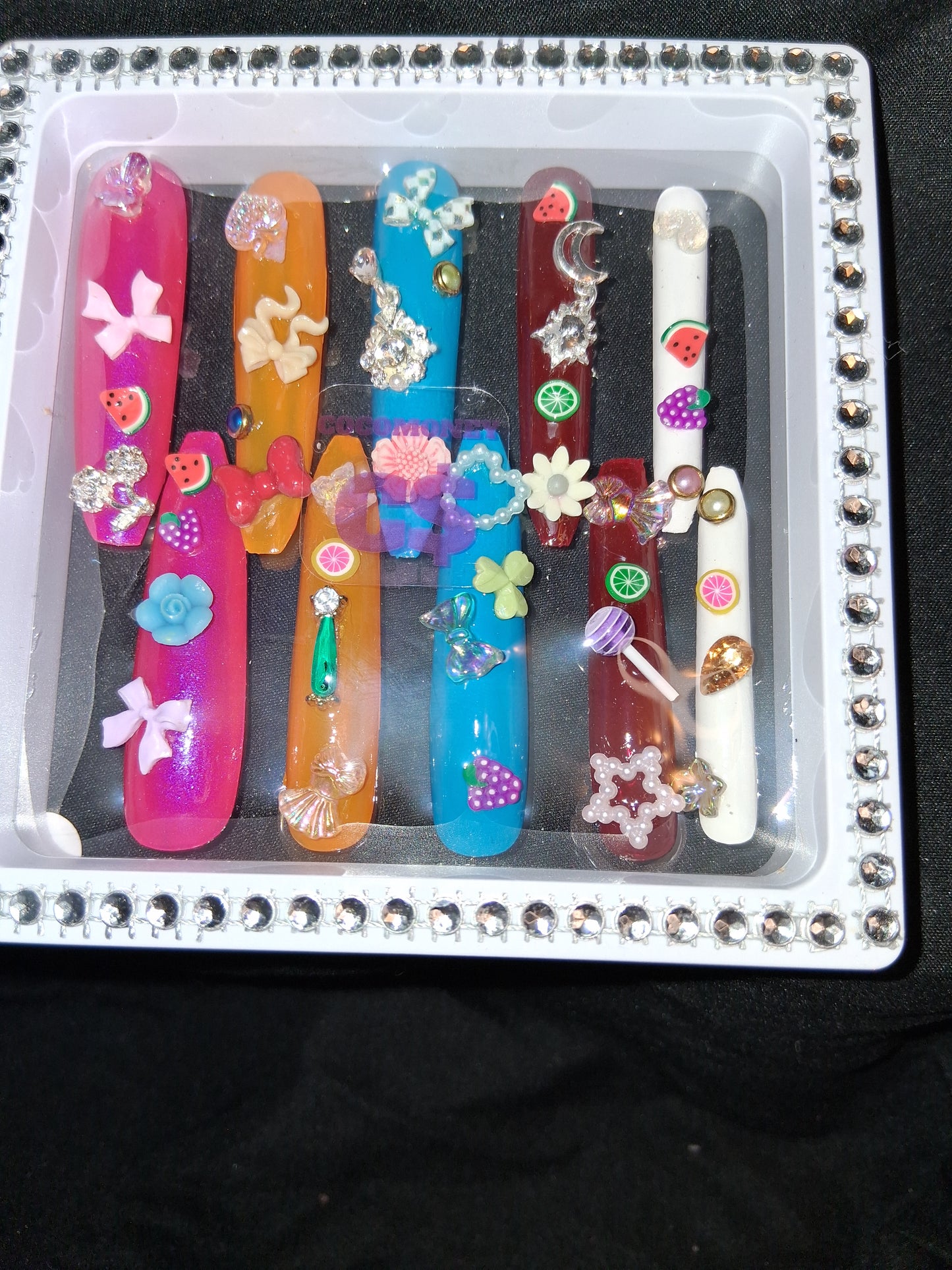 COCOMONEY NAILS CUSTOM 1 OF 1 GLUE ON PRESS ON COMES WITH FREE GIFTS #o58