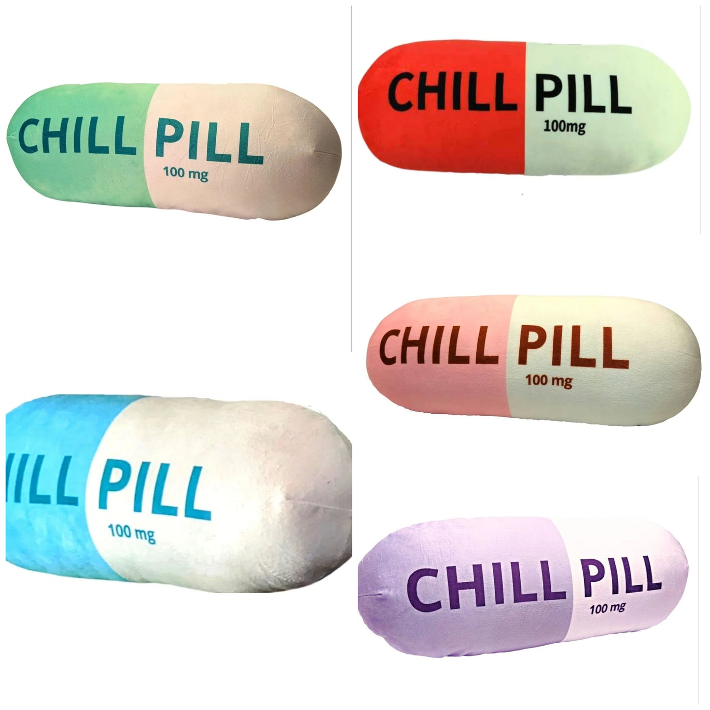Chill Pill Pillow - Cervical Neck Pillow, Calming Corner Classroom Must Haves Bolster Throw Pillows, College Dorm, Boho Classroom Decor, Lumbar Support Pillow, Home Office Preppy Stuff polyester