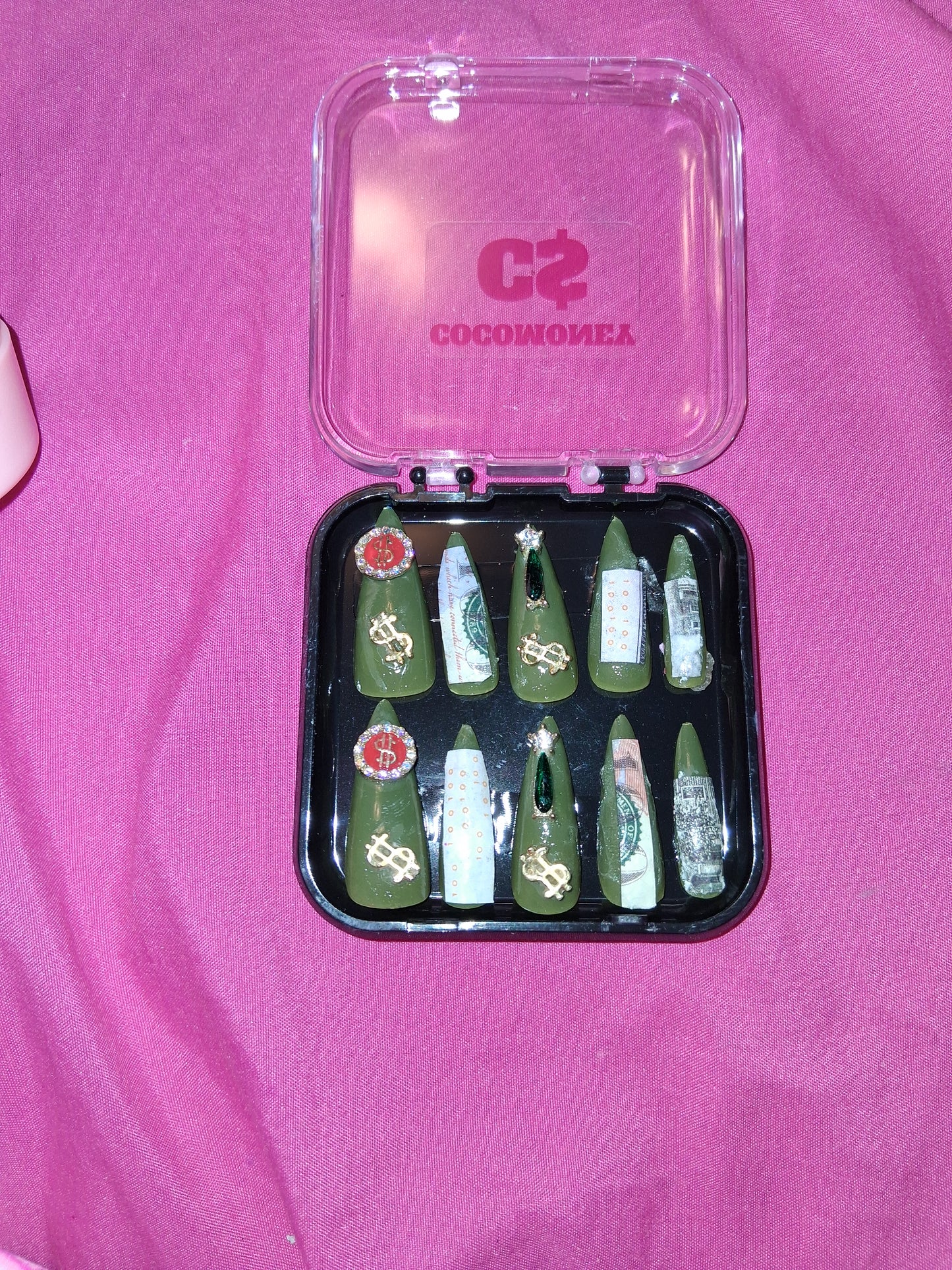COCOMONEY NAILS CUSTOM 1 OF 1 GLUE ON PRESS ON COMES WITH FREE GIFTS #b99