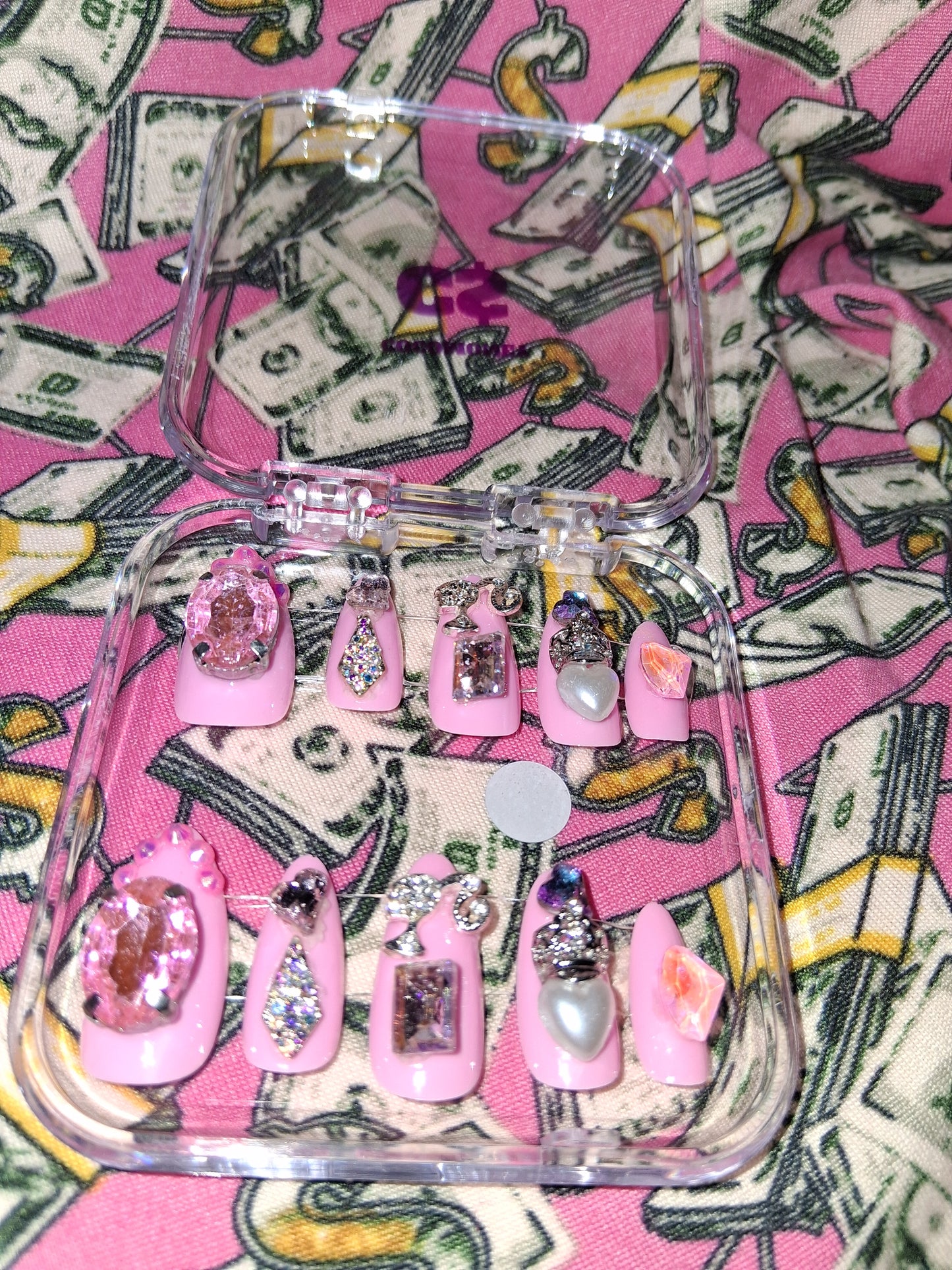 COCOMONEY NAILS CUSTOM 1 OF 1 GLUE ON PRESS ON COMES WITH FREE GIFTS #b78