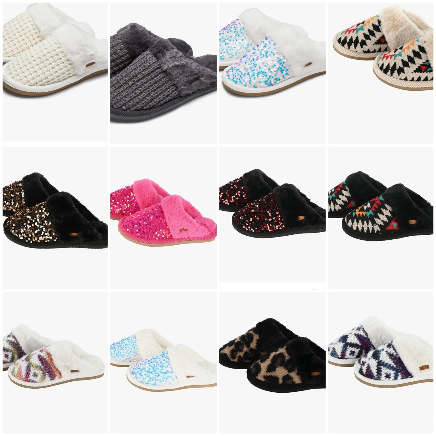 Slippers for Women Cozy Plush Faux Fur Fluffy Furry Closed Toe Slip-Ons Indoor Outdoor Home