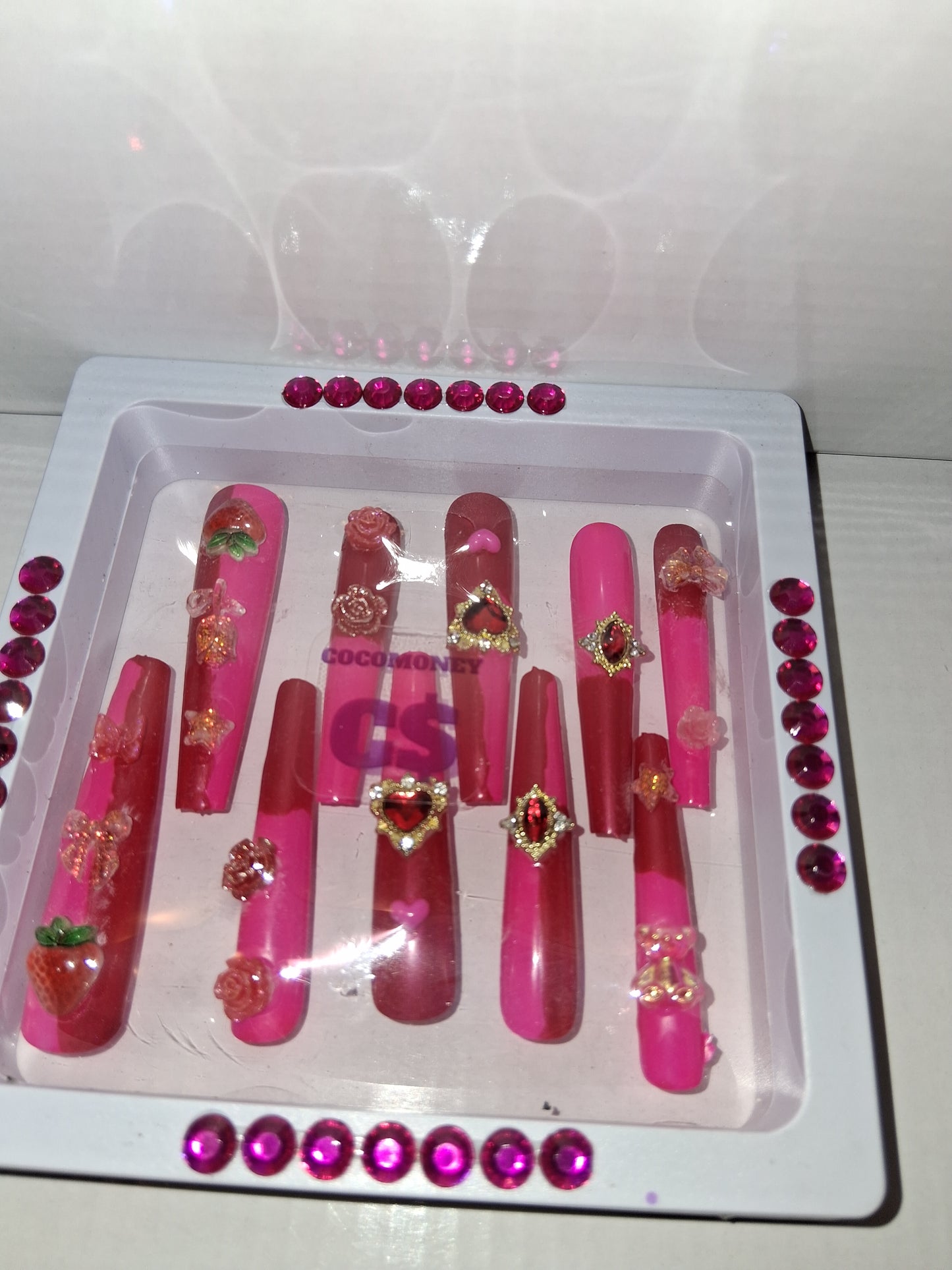 COCOMONEY NAILS CUSTOM 1 OF 1 GLUE ON PRESS ON COMES WITH FREE GIFTS #p72