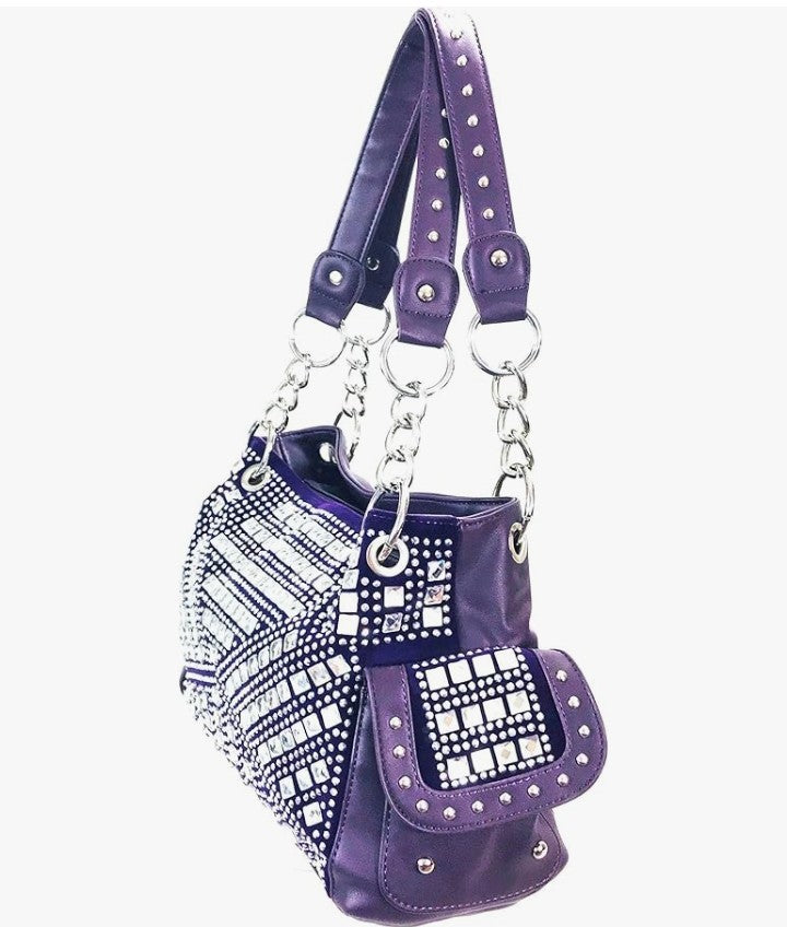12×8×3.5 Gem Studded Rhinestone Concealed and Carry Purse