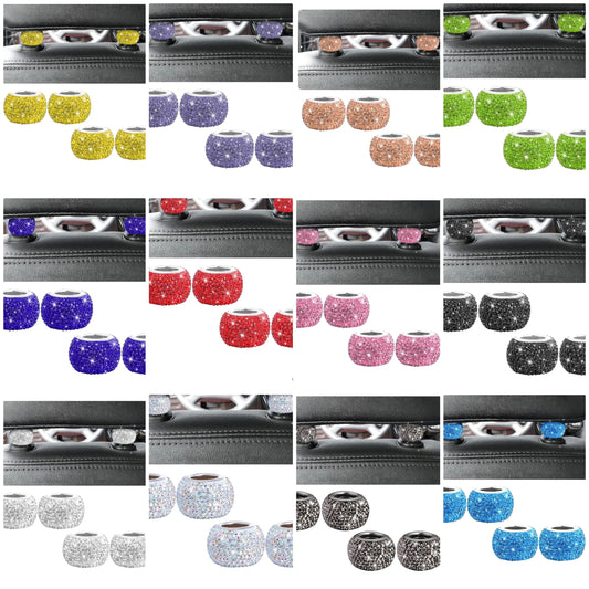 4 Pack Car Headrest Collars, Bling Car Head Rest Collars Rings Decor, Rhinestone Car Head Rest Collars, Diamond Interior Car Seat Accessory