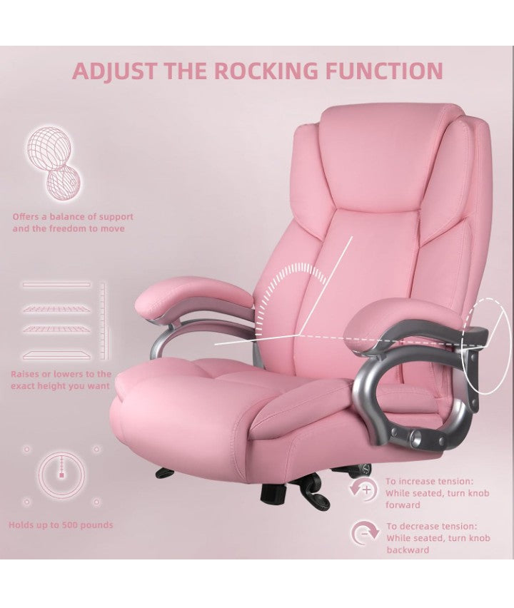 Heavy Duty Office Chair for Low Back Pain Relief, Big and Tall Office Chair with Ergonomic Lumbar Support, High Back Executive Chair with Quiet Rubber Wheel