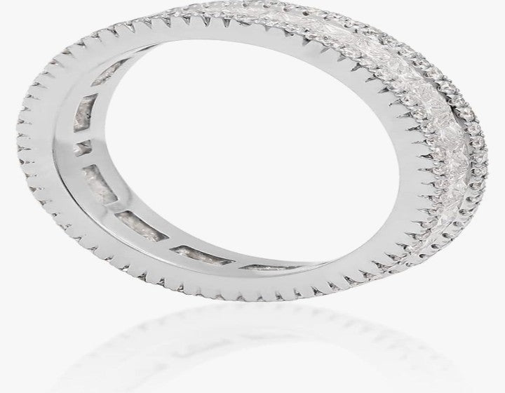 COCOMONEY Genuine 2.07Ct Diamond White Gold 18k Band Ring Diamond Finger Band Ring Women Wedding Cluster Band Ring Minimalist Gold Diamond Ring
