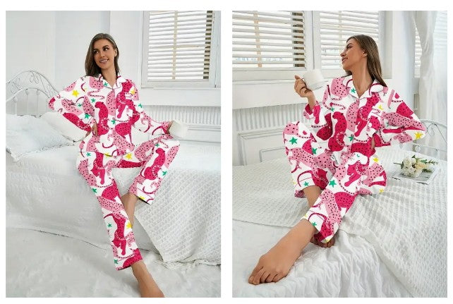 COCOMONEY PAJAMAS 2 PIECE PINK LEOPARD PRINT