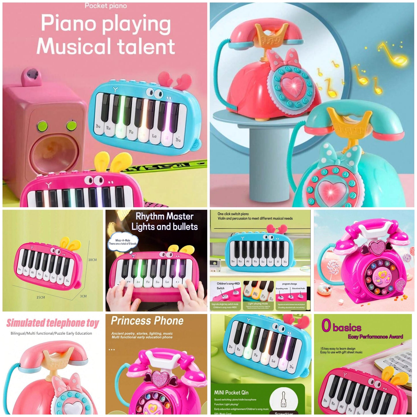 1 Piece Of Handheld Mini Electronic Keyboard For Children, Multifunctional And Playable Finger Piano, Puzzle Beginner's Music Instrument, Piano Baby Boy And Girl Toy,Keyboard Instrument,Piano>System,Musical Toy abs 3 and up
