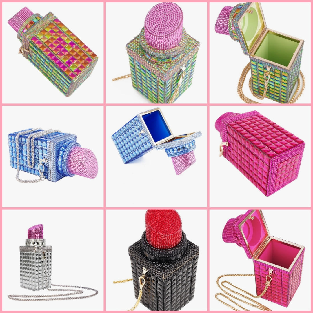 Bling Lipstick Shape, Inlaid Rhinestone, Crystal, Glitter, Sparkly, Party, Club, Banquet COCOMONEY 8.4 x 3.1 x3.1 inch