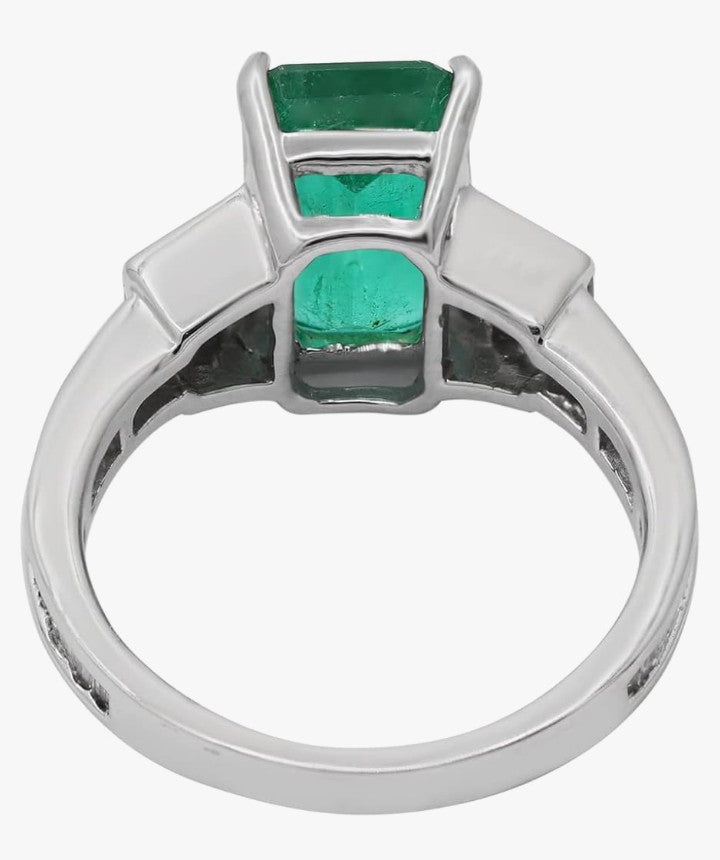 COCOMONEY Emerald Gemstone Solitaire Wedding Cluster Diamond Ring For Women 18k White Gold Indian Fine Statement Jewelry Gift For Birthday, Jewelry