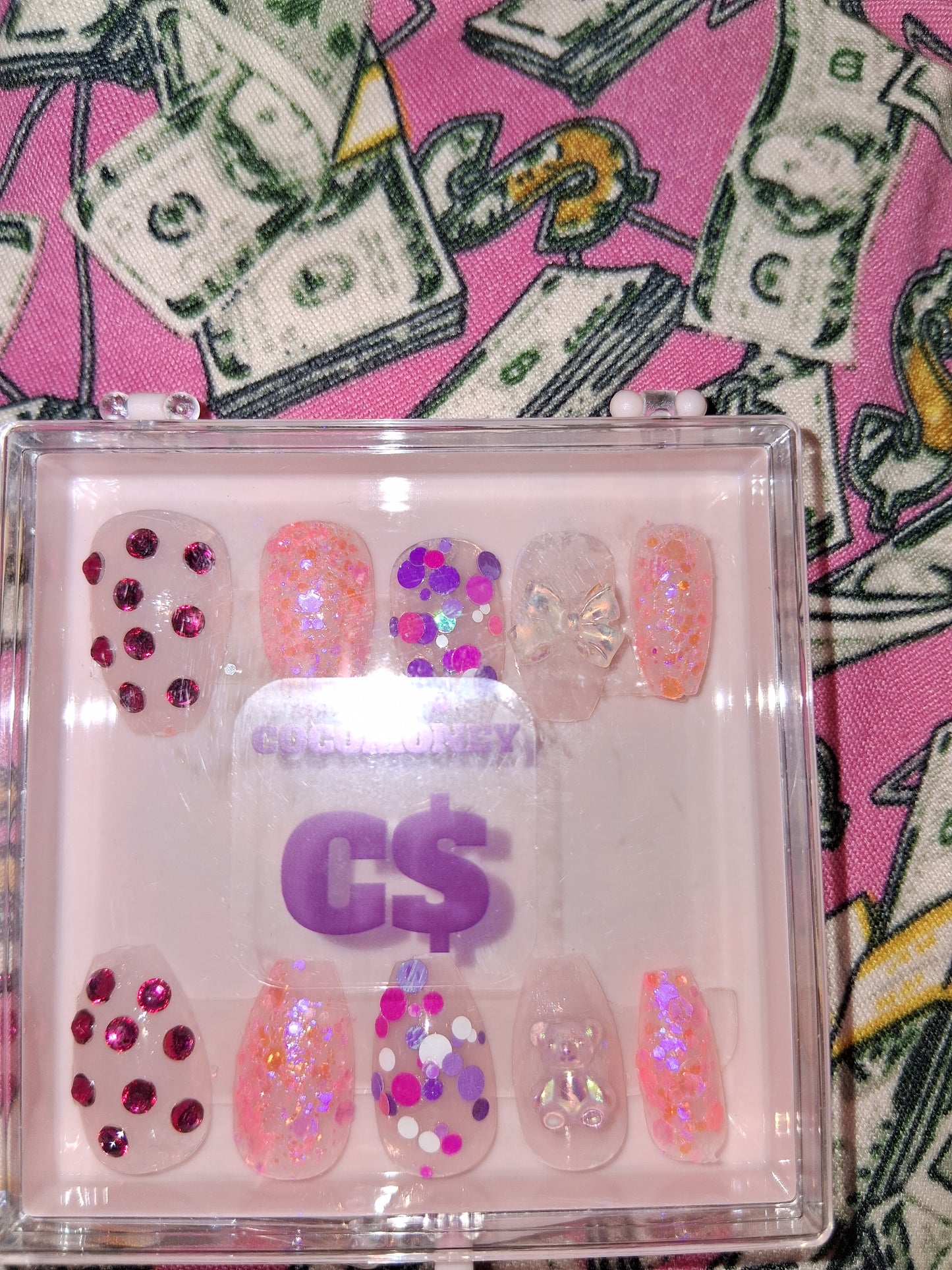 COCOMONEY NAILS CUSTOM 1 OF 1 GLUE ON PRESS ON COMES WITH FREE GIFTS #b65