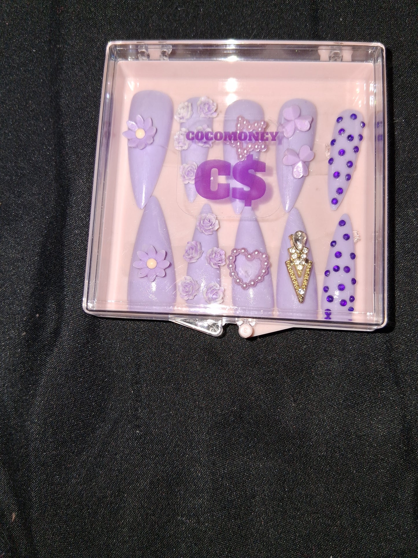 COCOMONEY NAILS CUSTOM 1 OF 1 GLUE ON PRESS ON COMES WITH FREE GIFTS #b56