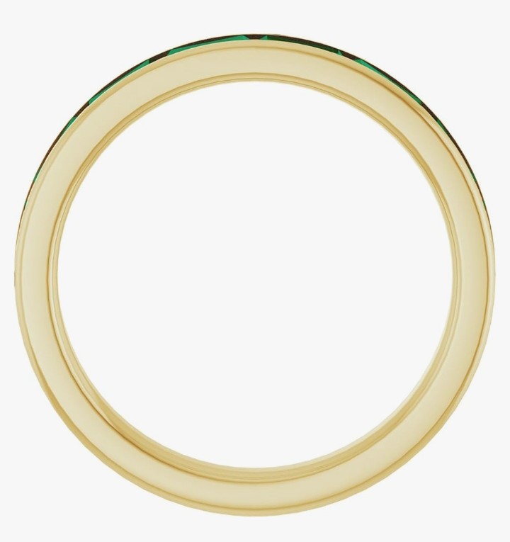 COCOMONEY 14k Yellow Gold Natural Emerald or Ruby Stackable Ring Captivating, Size 7