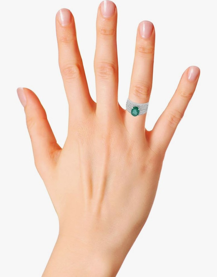 COCOMONEY Vintage Emerald Oval Cut Gold Ring 18K White Gold Halo Diamond Eternity Mens & Women Cluster Ring Engagement Jewelry For Her Wedding Gift Rings, Christmas Jewelry