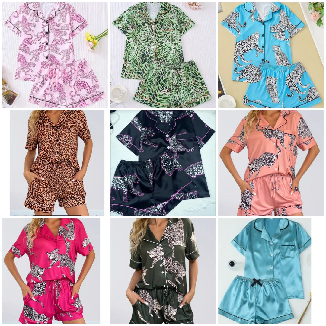 2 piece pajama set Leopard Print fashion print