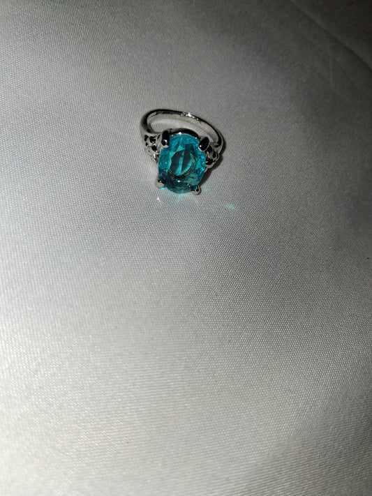 Blue silver plated ring size 9