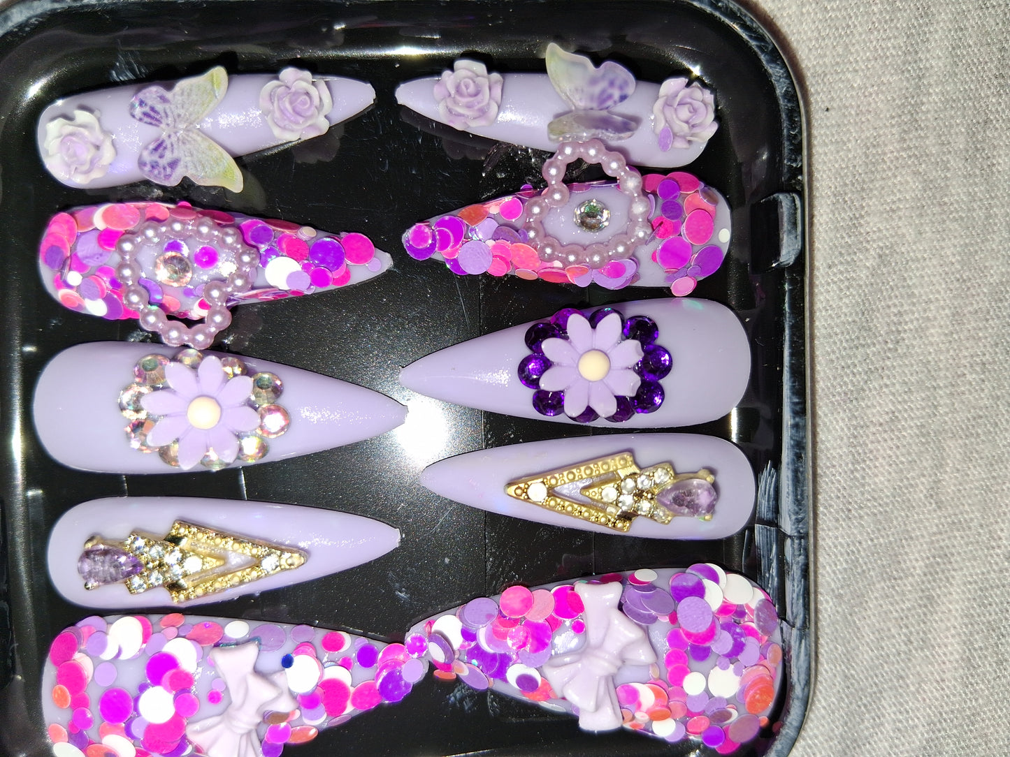 COCOMONEY NAILS CUSTOM 1 OF 1 GLUE ON PRESS ON COMES WITH FREE GIFTS #b85