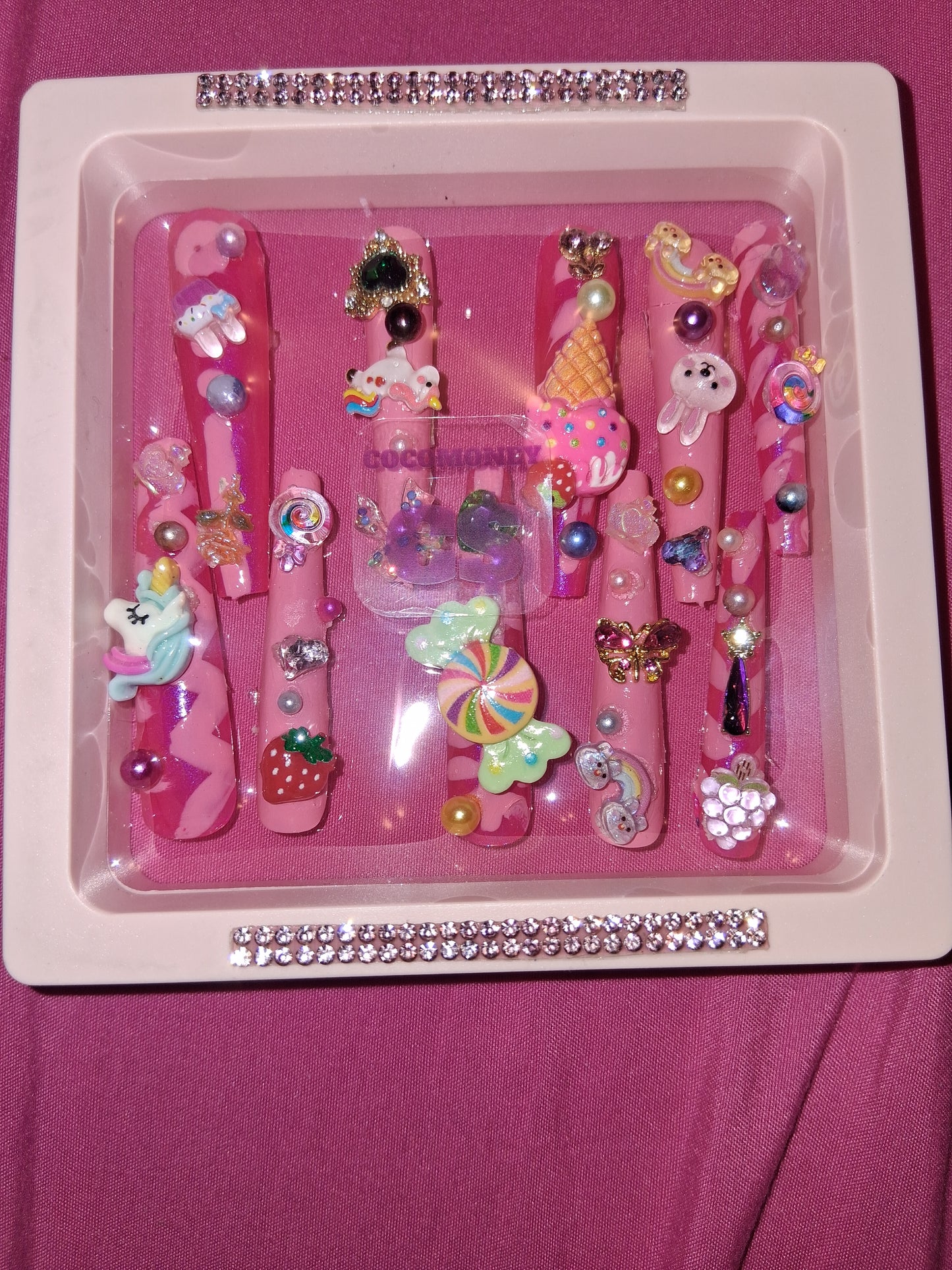 COCOMONEY NAILS CUSTOM 1 OF 1 GLUE ON PRESS ON COMES WITH FREE GIFTS #o13
