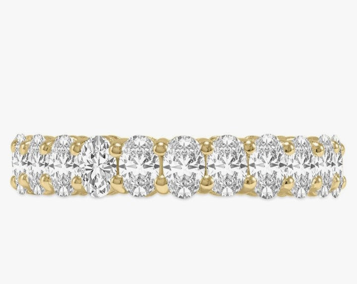 COCOMONEY 14K Gold Oval Lab Grown Diamond Ladies Eternity Wedding Anniversary Stackable Ring Band From 2.40-13 CTW (Ring Size: 4.5-10)