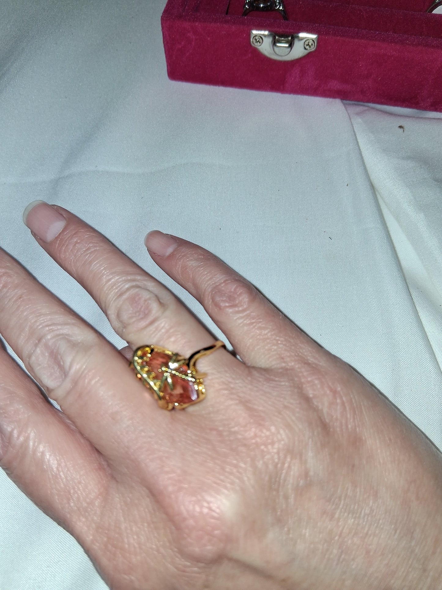 Pink silver plated ring size 8