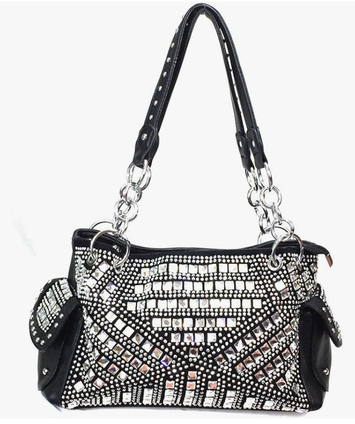 12×8×3.5 Gem Studded Rhinestone Concealed and Carry Purse