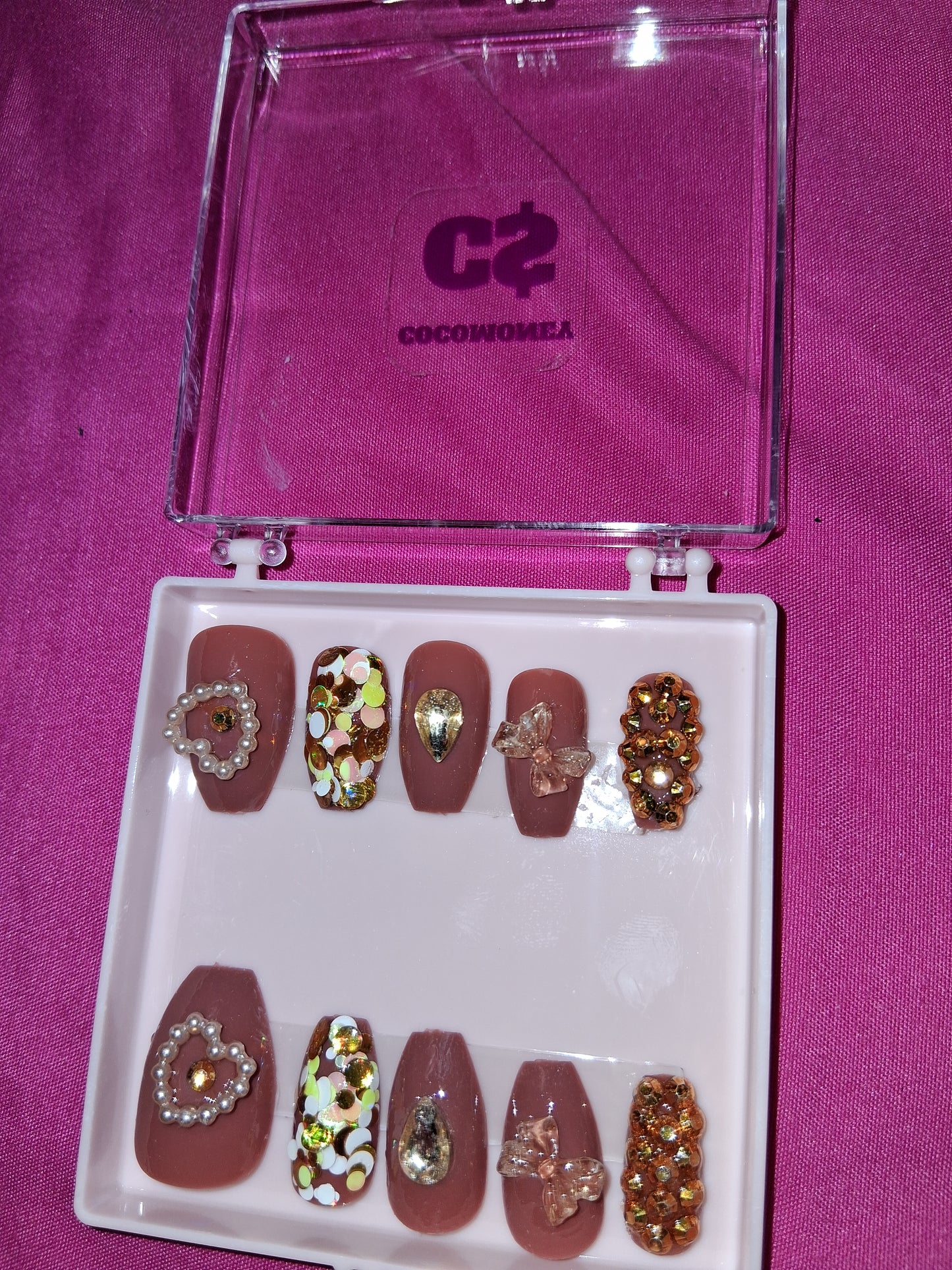 COCOMONEY NAILS CUSTOM 1 OF 1 GLUE ON PRESS ON COMES WITH FREE GIFTS #b63