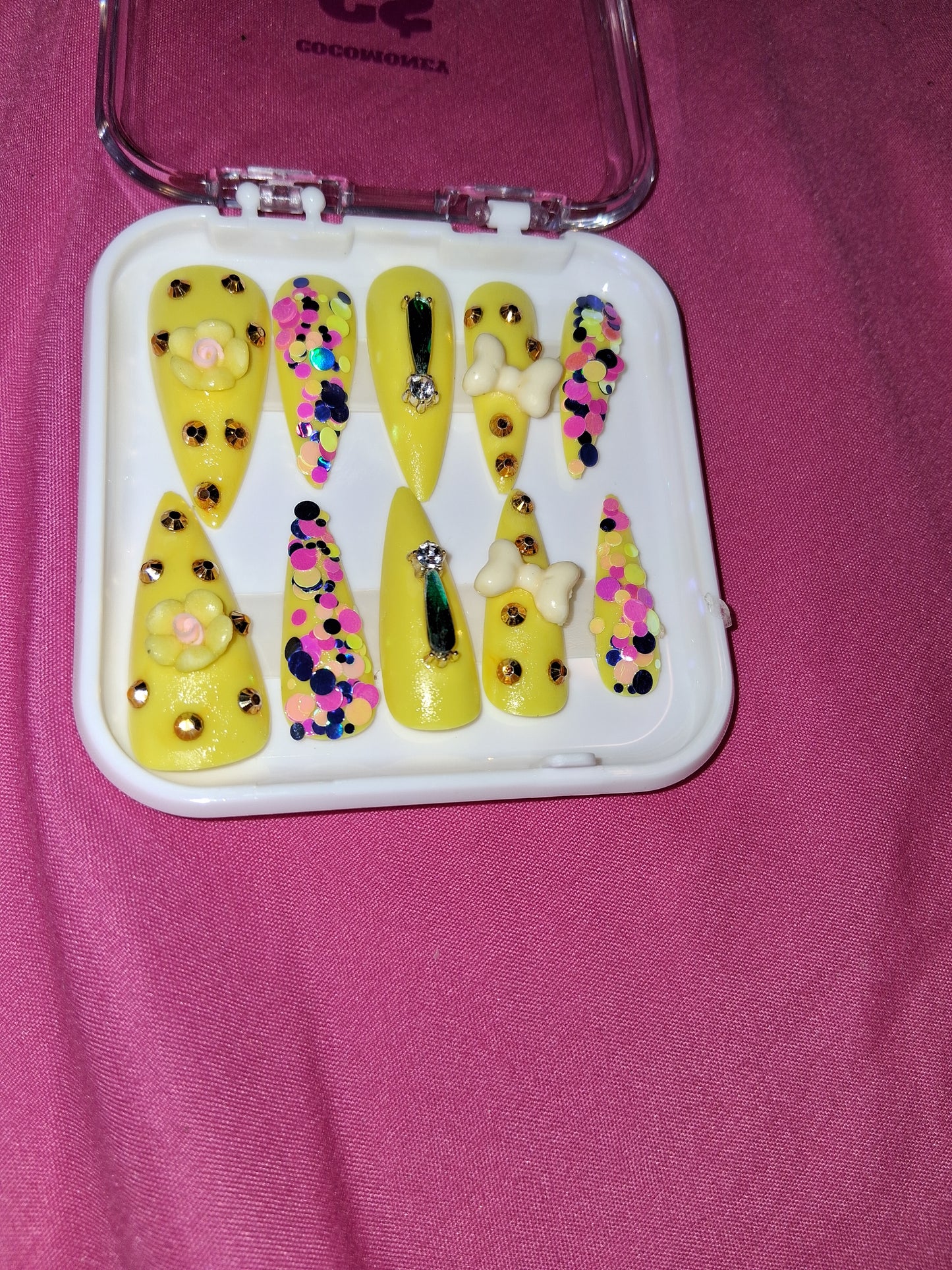 COCOMONEY NAILS CUSTOM 1 OF 1 GLUE ON PRESS ON COMES WITH FREE GIFTS #b81