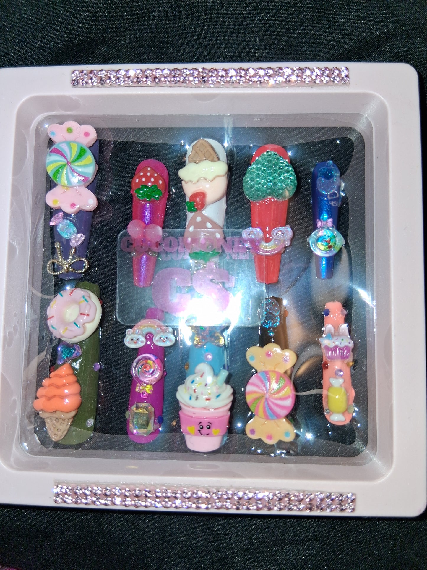 COCOMONEY NAILS CUSTOM 1 OF 1 GLUE ON PRESS ON COMES WITH FREE GIFTS #o86