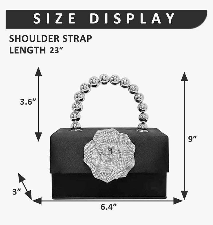 Rhinestone Evening Bag, Satin Small Tote Bag, Clutch Purses for Women, Crossbody Bags for Wedding, Prom, Parties, Travel