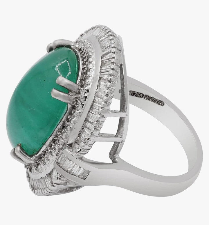 COCOMONEY Green Emerald Wedding Rings 18k White Gold Halo Engagement Stacking Ring Women Channel Set Diamond Ring Promise Halo Diamond Jewelry Christmas Gifts