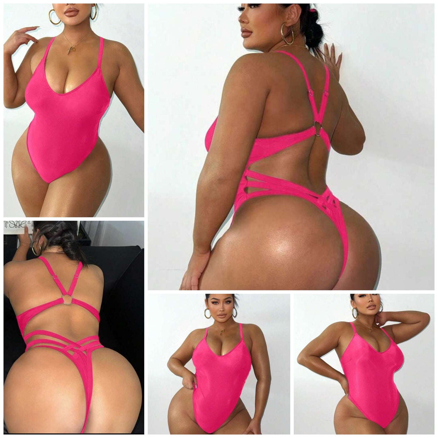 1pc Plus Size Backless One-Piece Swimsuit, Cocomoney