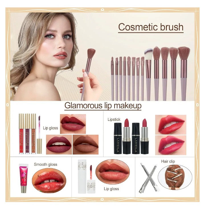 All in One Makeup Kit for Full Kit,Travel Makeup ,Professional Makeup Kit Includes lash Clusters Kit Eyeshadow Lipstick Brow Pencil Eyeliner Brush Set