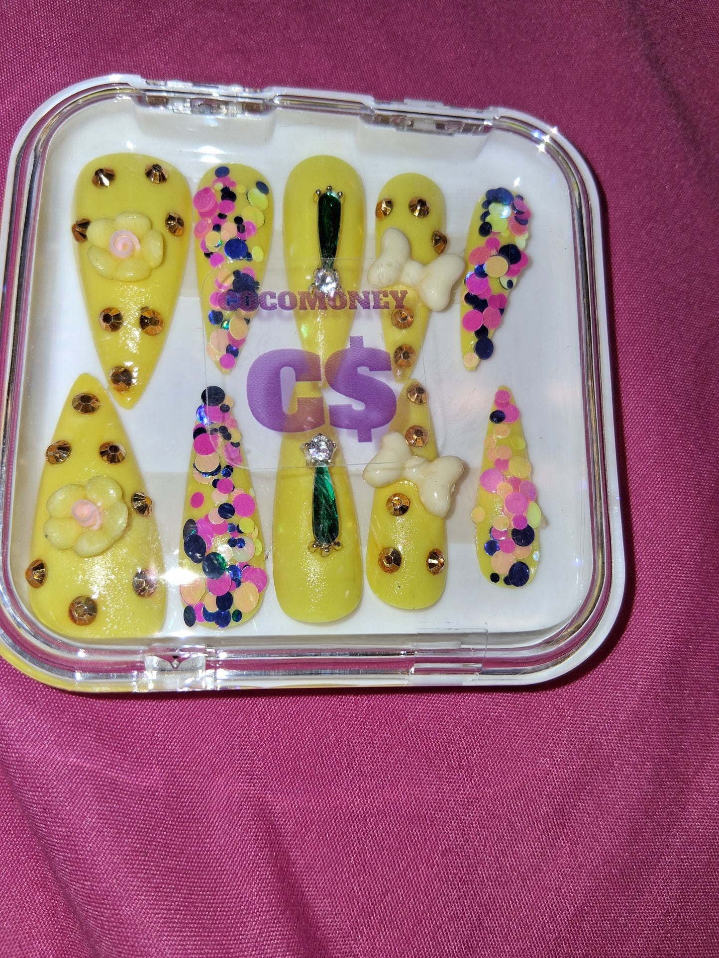COCOMONEY NAILS CUSTOM 1 OF 1 GLUE ON PRESS ON COMES WITH FREE GIFTS #b81