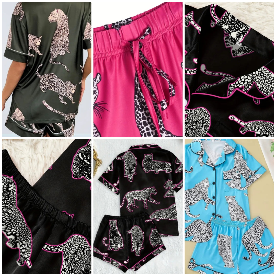2 piece pajama set Leopard Print fashion print