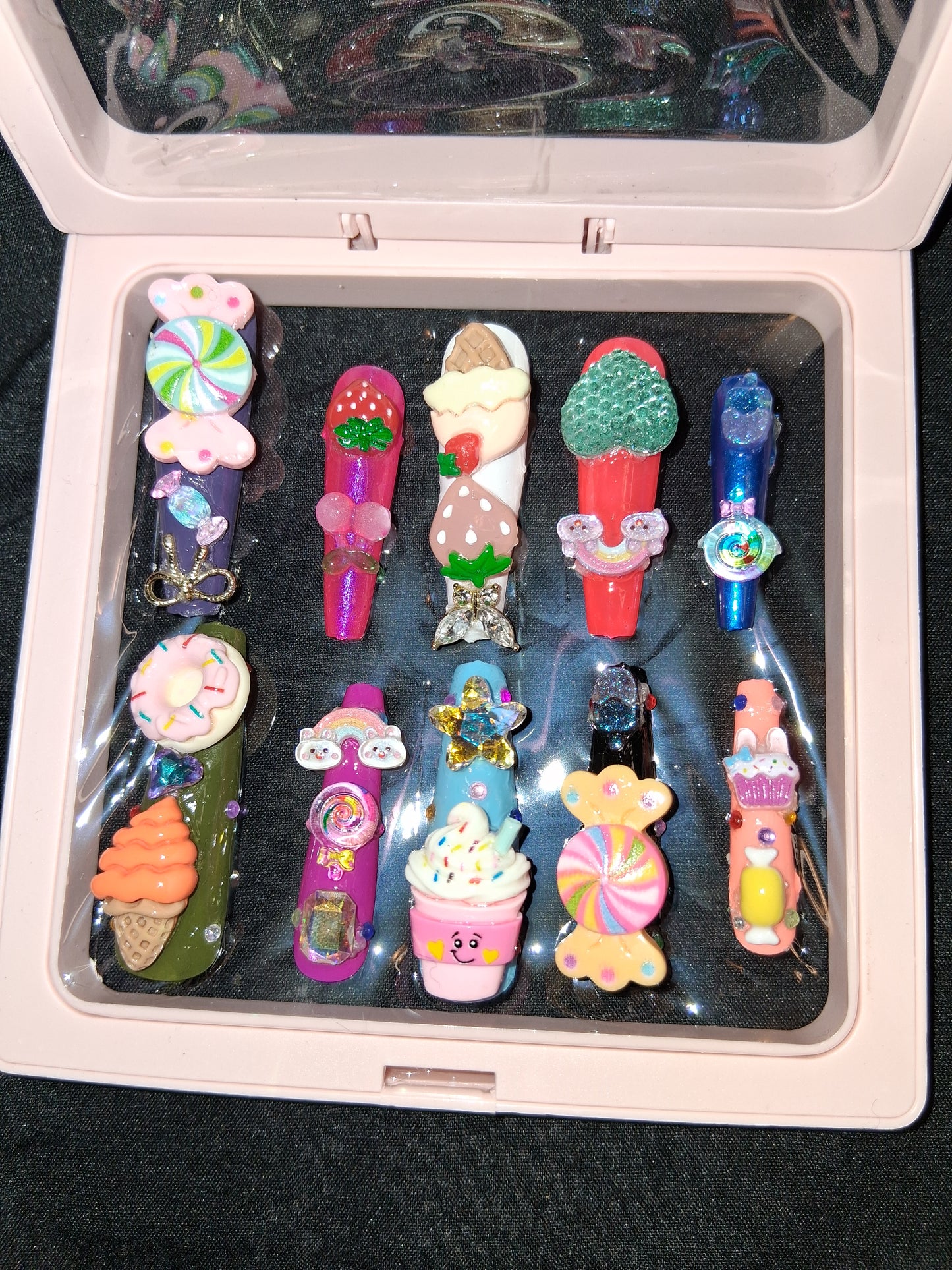 COCOMONEY NAILS CUSTOM 1 OF 1 GLUE ON PRESS ON COMES WITH FREE GIFTS #o86
