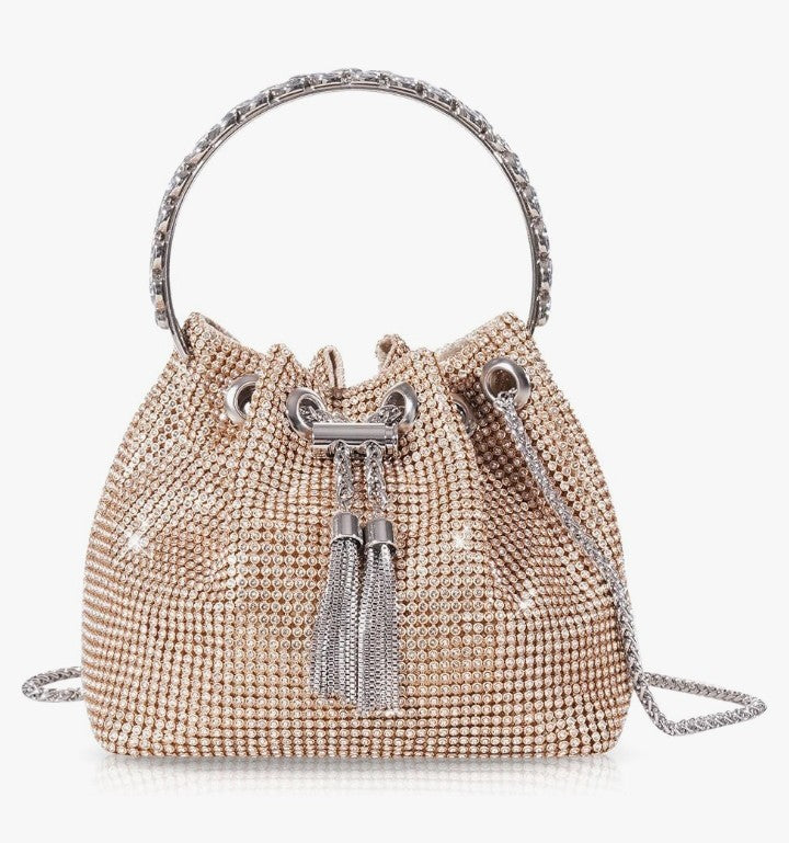 Bling Rhinestone Purse for Women, Glitter Clutch Handbag Bucket Evening Bag for Girls Wedding